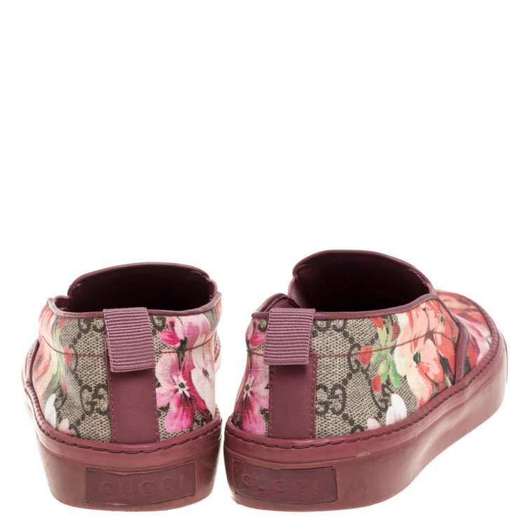 Pre Owned Gucci Multicolor GG Supreme Blooms Printed Canvas Slip On Sneakers Size 37