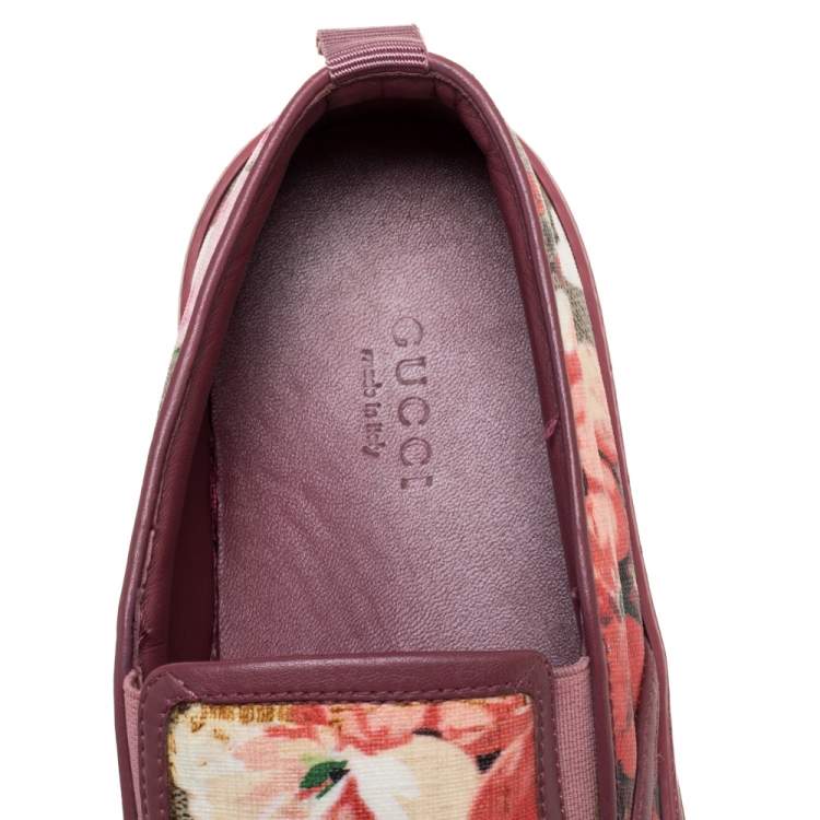 Pre Owned Gucci Multicolor GG Supreme Blooms Printed Canvas Slip On Sneakers Size 37