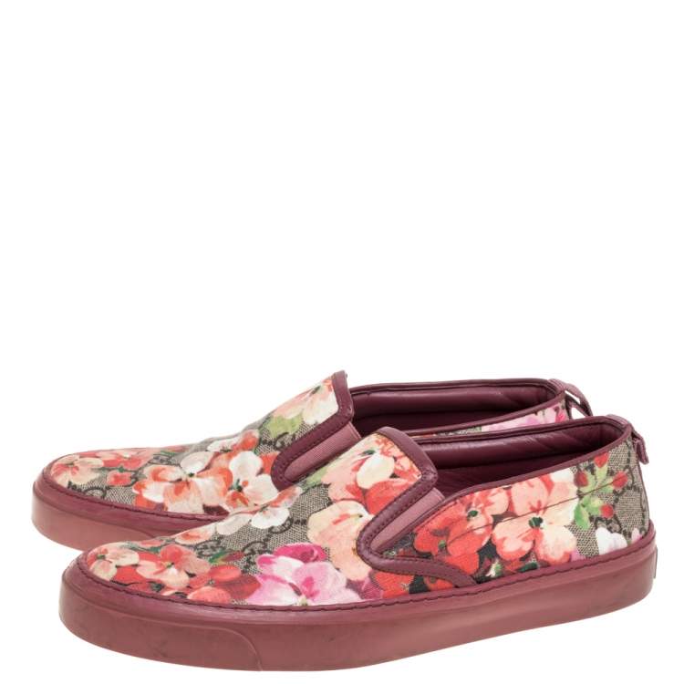Pre Owned Gucci Multicolor GG Supreme Blooms Printed Canvas Slip On Sneakers Size 37