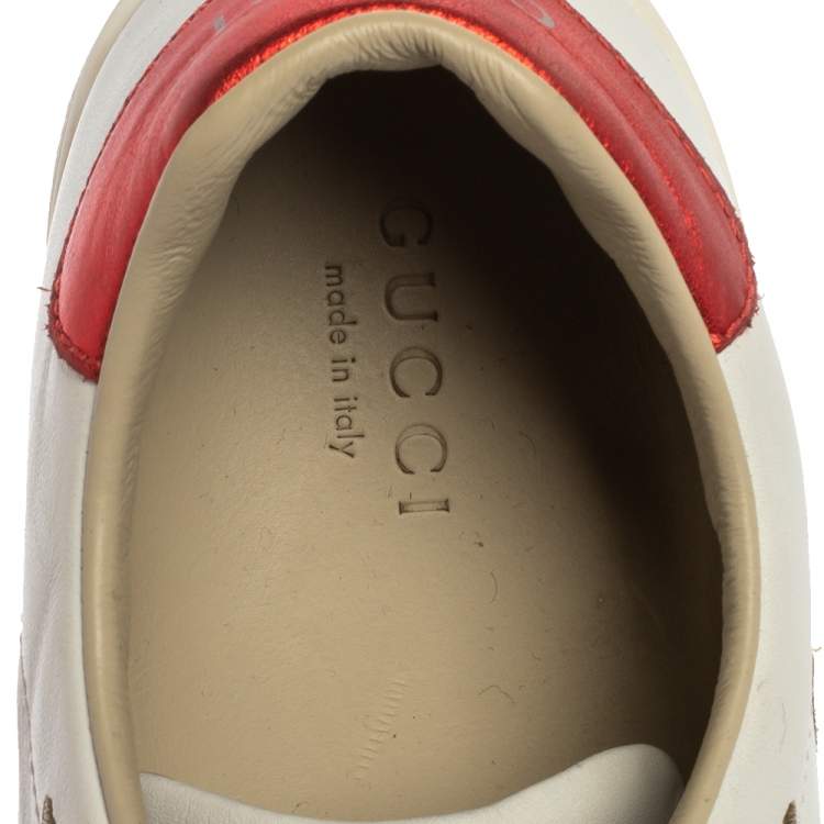 Pre Owned Gucci White Leather Ace Bees and Stars Embroidered Velcro Strap Sneaker Size 35