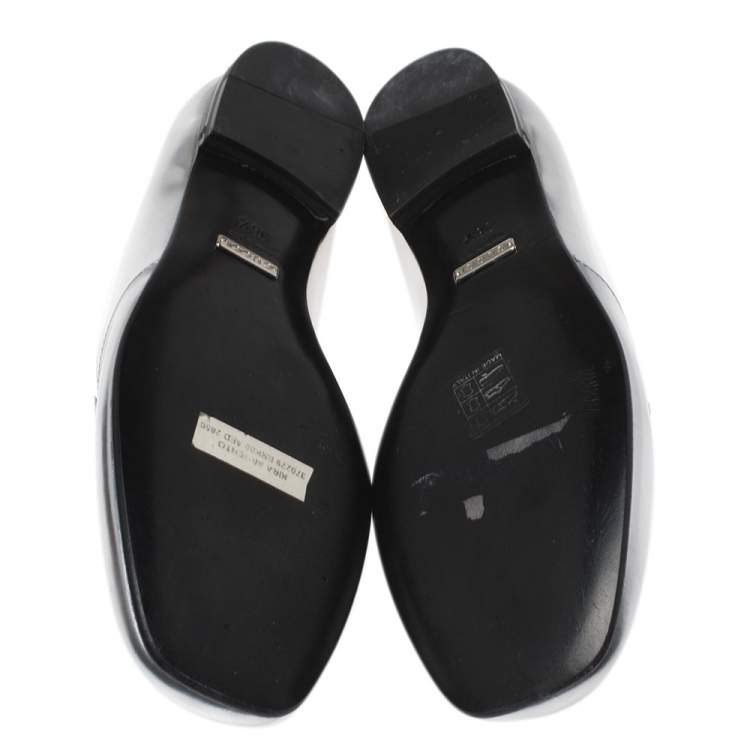 Pre Owned Gucci Silver Foil Leather Kira Horsebit Loafers Size 36.5