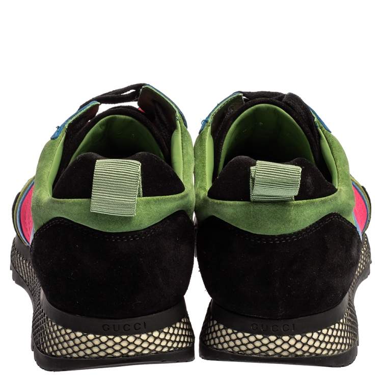 Pre Owned Gucci Multicolor Leather, Suede And Fabric Low Top Sneakers Size 42