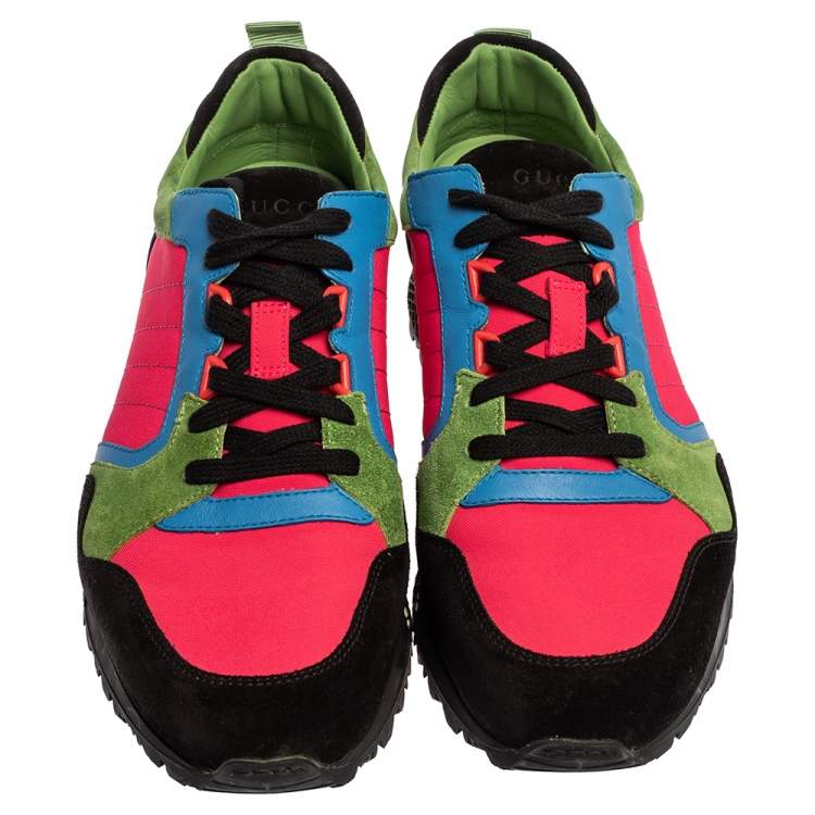 Pre Owned Gucci Multicolor Leather, Suede And Fabric Low Top Sneakers Size 42