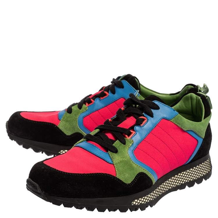 Pre Owned Gucci Multicolor Leather, Suede And Fabric Low Top Sneakers Size 42