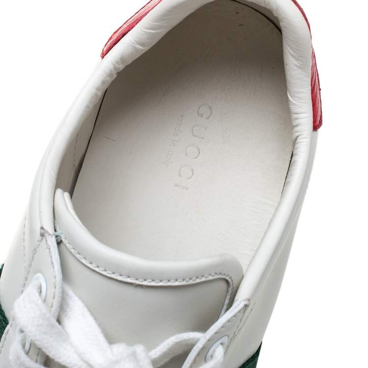 Pre Owned Gucci White Leather Ace Bee Web Low Top Sneakers Size 39