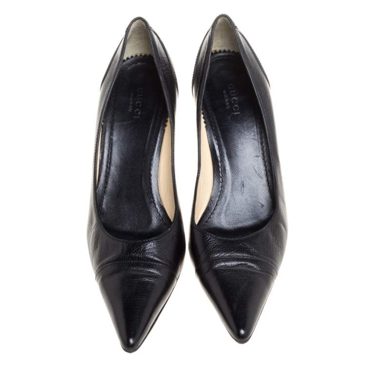 Gucci Black Leather Pointed Toe Pumps Size 38.5C Gucci | The Luxury Closet