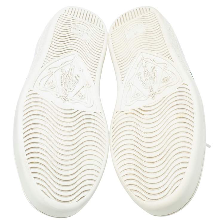 Pre Owned Gucci White Leather Ace Web Low Top Sneakers Size 38.5