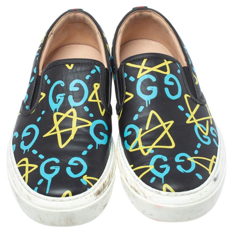 Pre Owned Gucci Multicolor Leather Gucci Dublin Ghost Slip On Sneakers Size 40