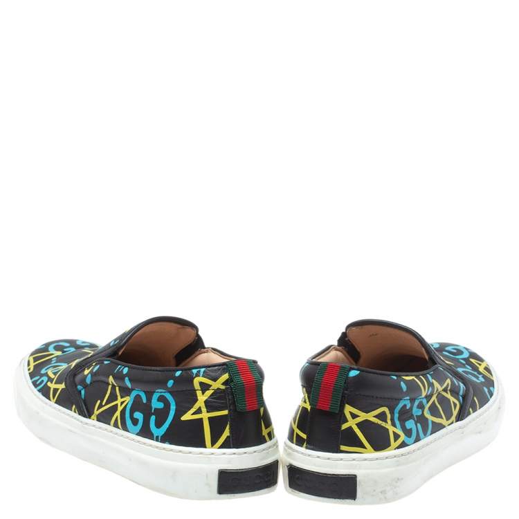 Pre Owned Gucci Multicolor Leather Gucci Dublin Ghost Slip On Sneakers Size 40