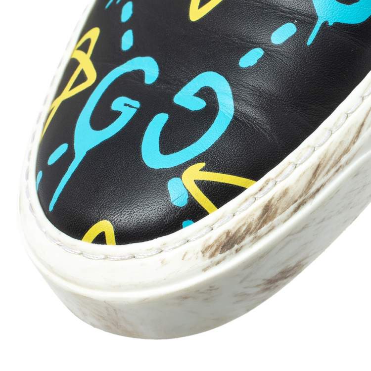 Pre Owned Gucci Multicolor Leather Gucci Dublin Ghost Slip On Sneakers Size 40