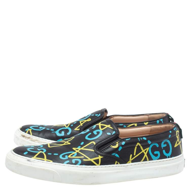 Pre Owned Gucci Multicolor Leather Gucci Dublin Ghost Slip On Sneakers Size 40
