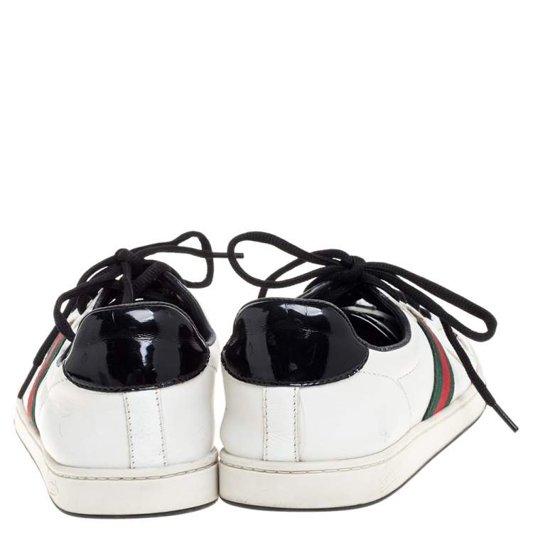 Pre Owned Gucci White Leather Ace Web Detail Low Top Sneakers Size 39