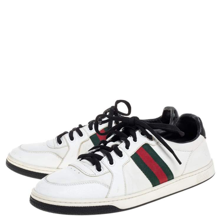 Pre Owned Gucci White Leather Ace Web Detail Low Top Sneakers Size 39