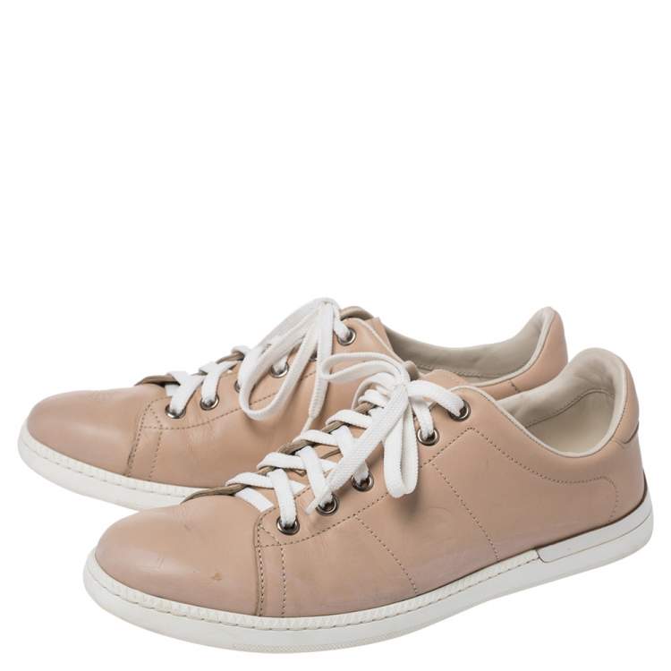 Pre Owned Gucci Beige Low Top Lace Sneakers Size 37.5