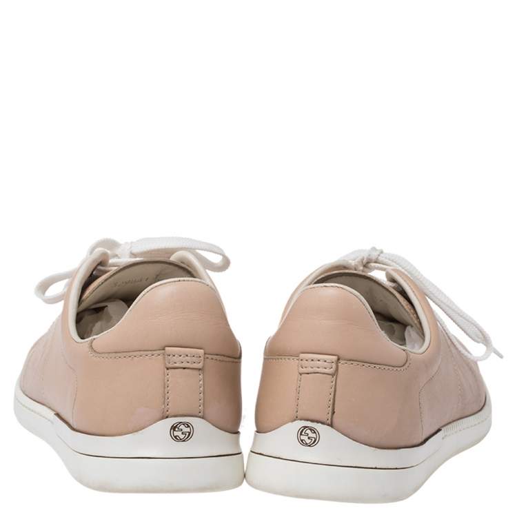 Pre Owned Gucci Beige Low Top Lace Sneakers Size 37.5