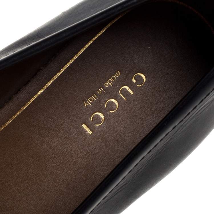 Pre Owned Gucci Black Leather Horsebit Wooden Platform Loafers Size 38.5