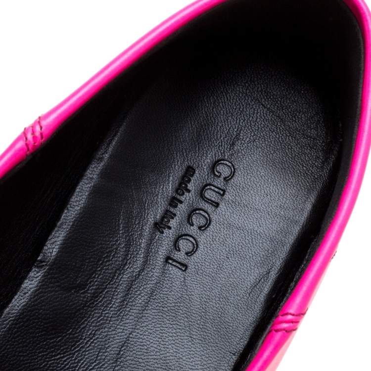 neon pink gucci loafer