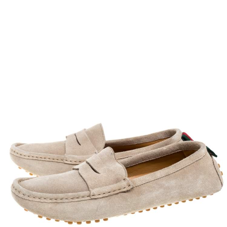 Pre Owned Gucci Beige Suede Penny Loafers Size 36