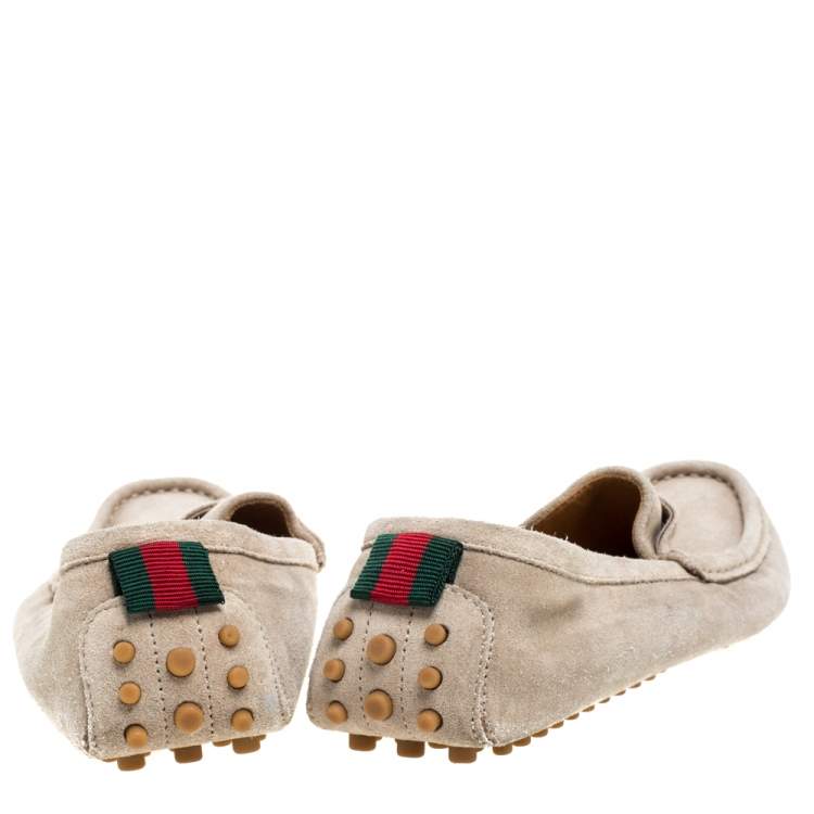 Pre Owned Gucci Beige Suede Penny Loafers Size 36