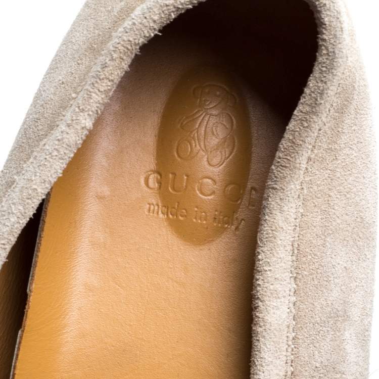 Pre Owned Gucci Beige Suede Penny Loafers Size 36