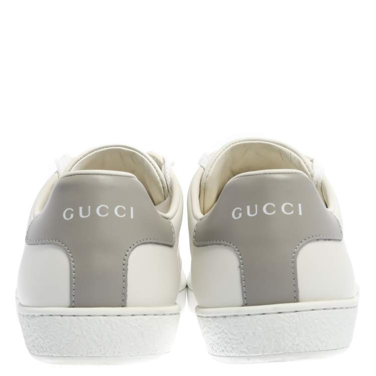 مملوكة مسبقًا Gucci White/Grey Perforated Interlocking G Leather Ace Sneakers Size 37