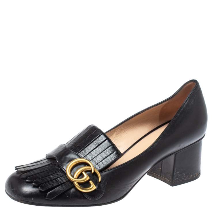 Gucci Marmont 55 Tassel Leather Loafers In Black