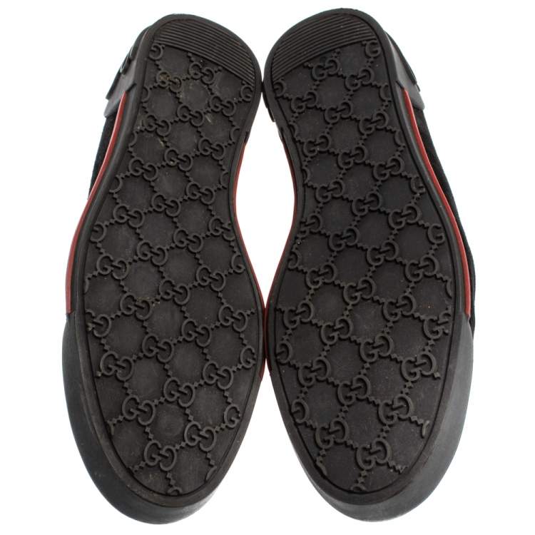 Pre Owned Gucci Black Suede Script Logo Low Top Sneakers Size 38