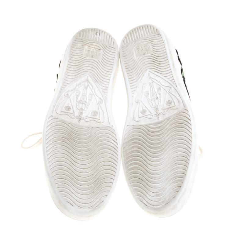 Pre Owned Gucci White Floral Embroidered Leather Ace Low Top Sneakers Size 35.5 