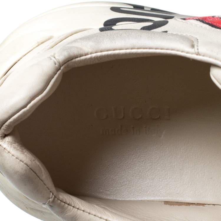 Pre Owned Gucci Cream/Grey Leather Rhyton Open Mouth Sneakers Size 38