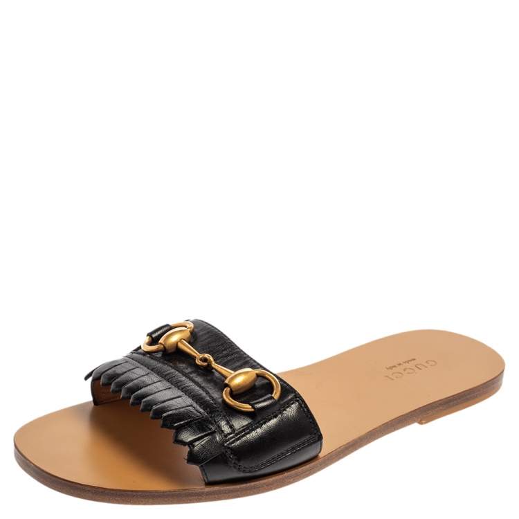 gucci fringe slides