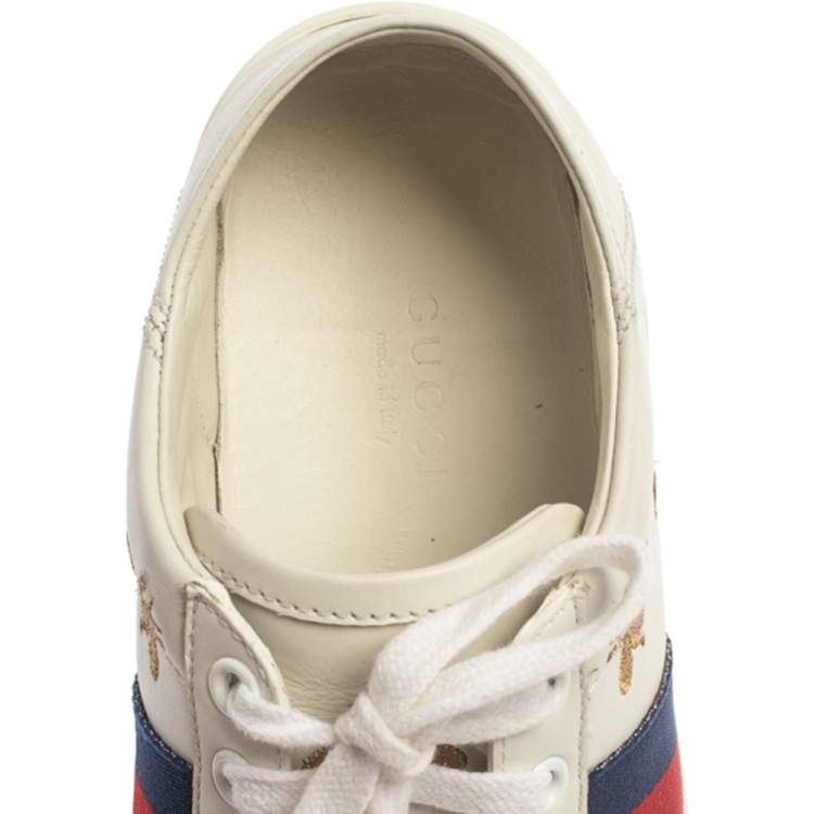 مملوكة مسبقًا Gucci White Leather Ace Bee Star Sneakers Size 35