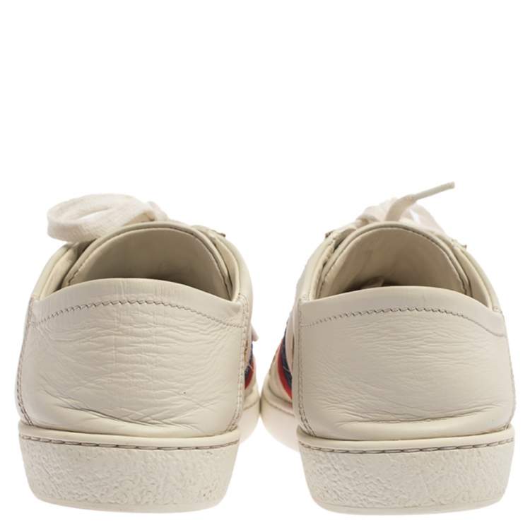 مملوكة مسبقًا Gucci White Leather Ace Bee Star Sneakers Size 35