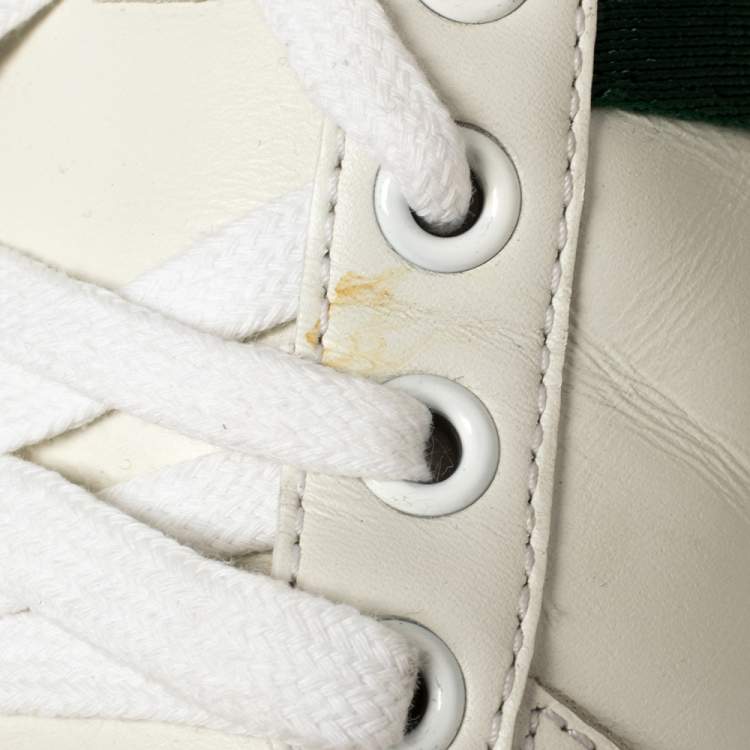Pre Owned Gucci White Leather Embroidered Ladybird And Pineapple Ace Sneakers Size 37