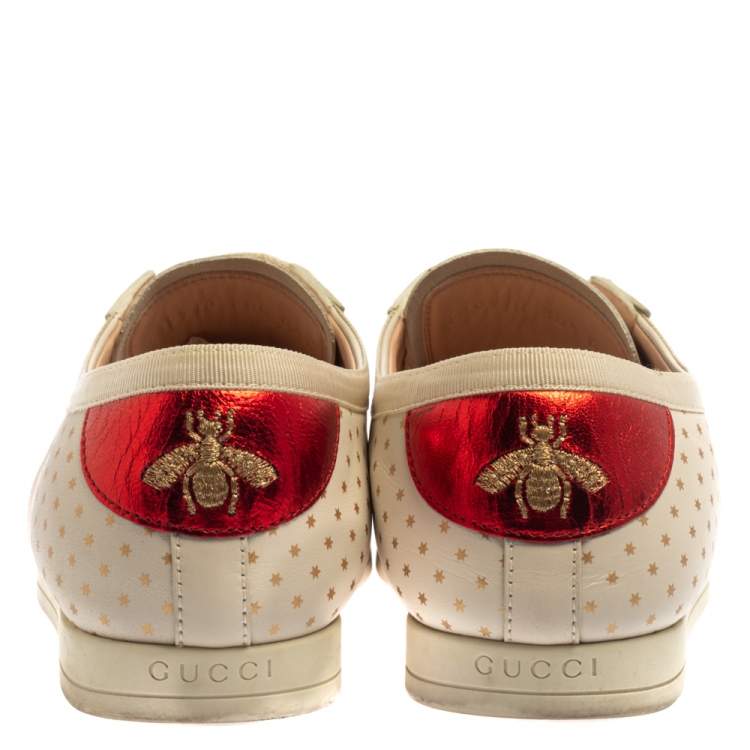 Pre Owned Gucci Off White Leather  Falacer Logo Sneakers Size 38.5