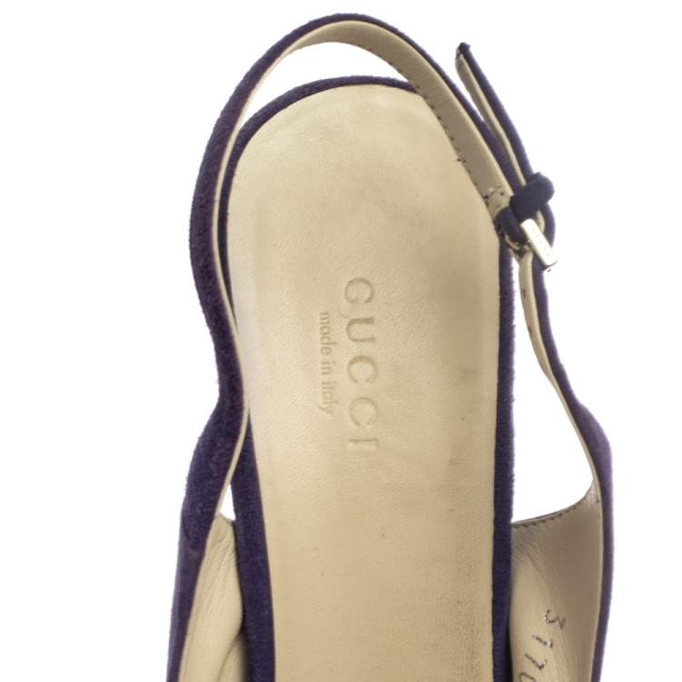 Pre Owned Gucci Purple Suede Peep Toe Slingback Sandals Size 38