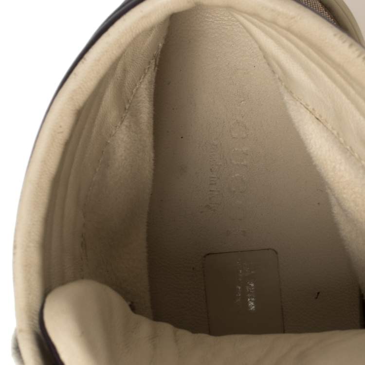 Pre Owned Gucci Beige GG Canvas And Leather High Top Sneakers Size 36.5