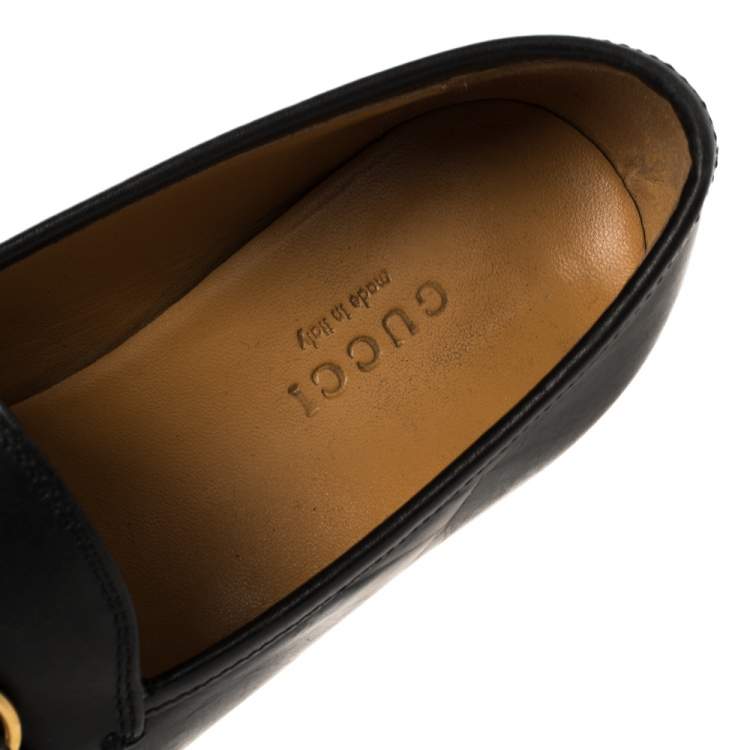 Pre Owned Gucci Black Leather Horsebit Loafers Size 35.5