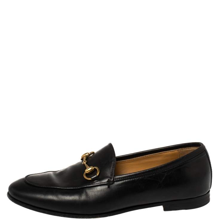 Pre Owned Gucci Black Leather Horsebit Loafers Size 35.5