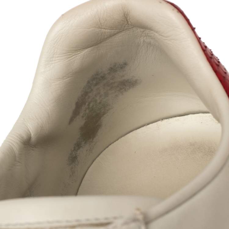 مملوكة مسبقًا Gucci White Leather Embroidered Bee Ace Low Top Sneakers Size 38.5