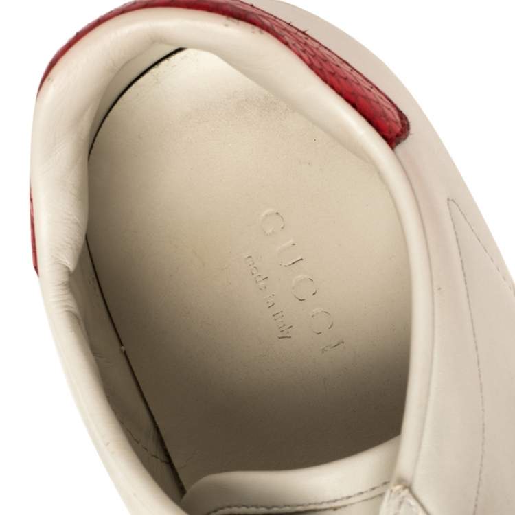 مملوكة مسبقًا Gucci White Leather Embroidered Bee Ace Low Top Sneakers Size 38.5
