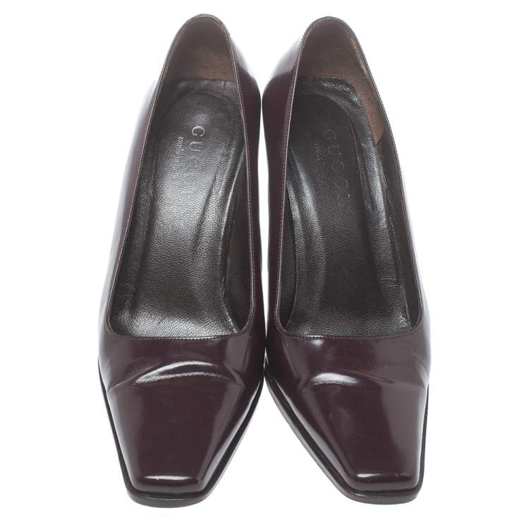 Pre Owned Gucci Vintage Burgundy Leather Slip On Pumps Size 36.5
