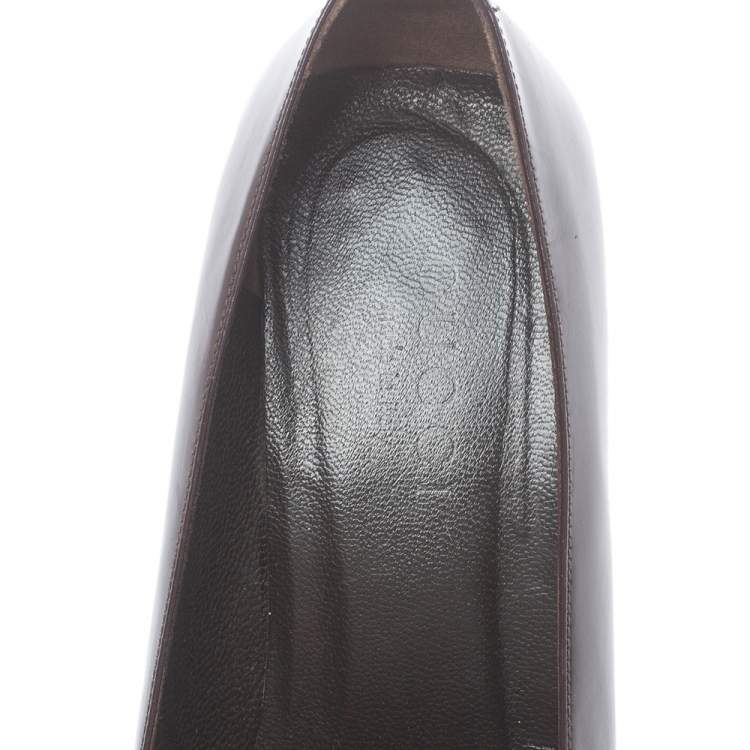 Pre Owned Gucci Vintage Burgundy Leather Slip On Pumps Size 36.5