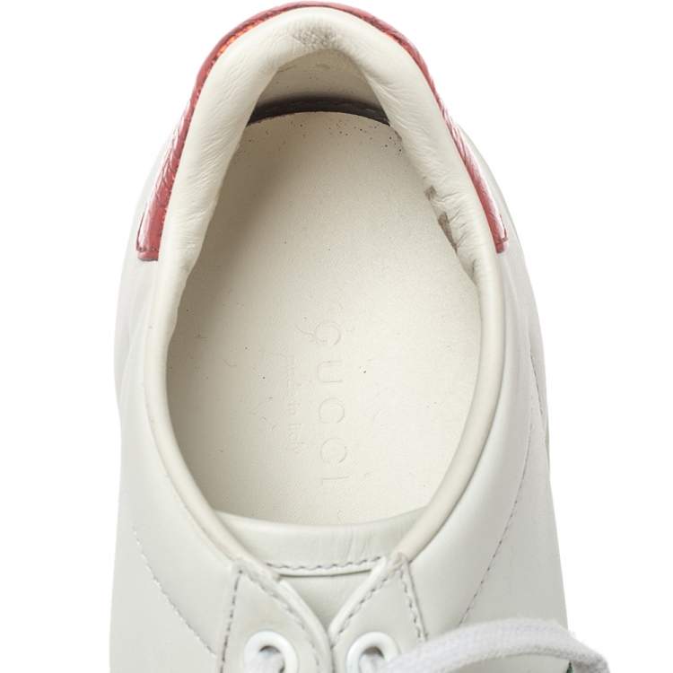 Pre Owned Gucci  White Leather Ace Low Top Sneakers Size 38