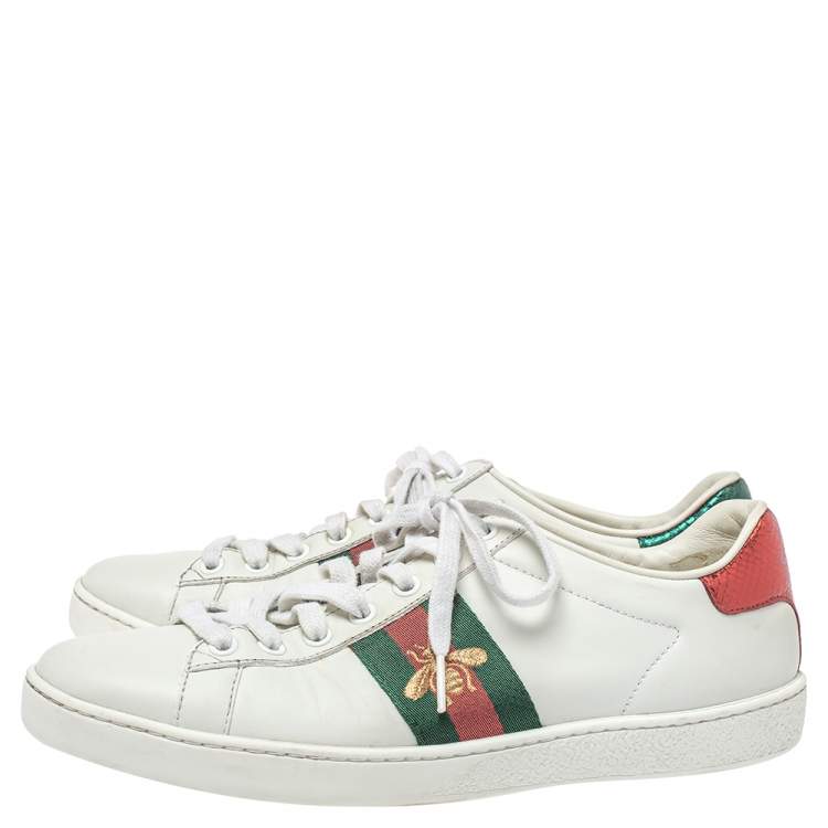 Pre Owned Gucci  White Leather Ace Low Top Sneakers Size 38