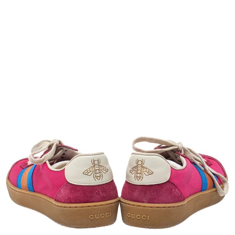 Pre Owned Gucci  Multicolor Suede And Fabric Furbe Sneakers Size 37.5