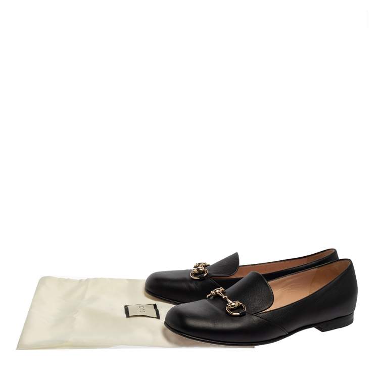 Pre Owned Gucci Black Leather Horsebit Loafers Size 37