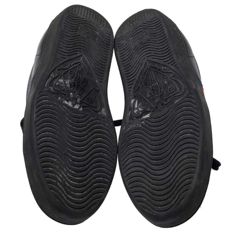 Pre Owned Gucci Black Leather Ace Bee Low Top Sneakers Size 36.5