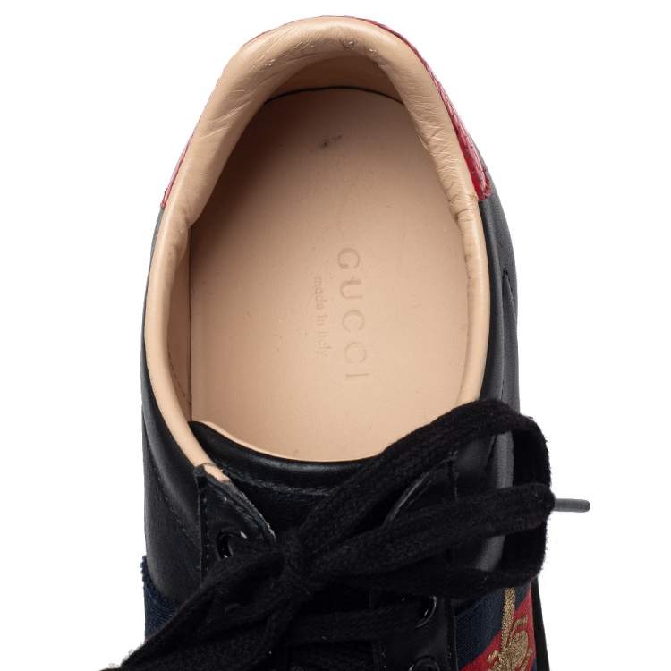 Pre Owned Gucci Black Leather Ace Bee Low Top Sneakers Size 36.5