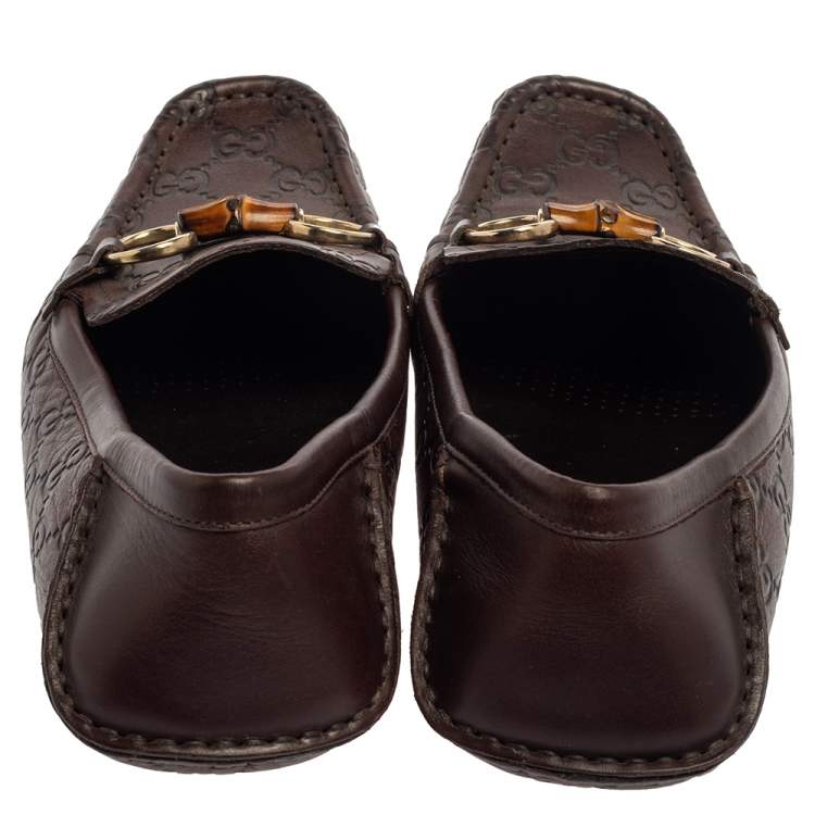 Pre Owned Gucci Brown Guccissima Leather Bamboo Horsebit Loafer Size 38