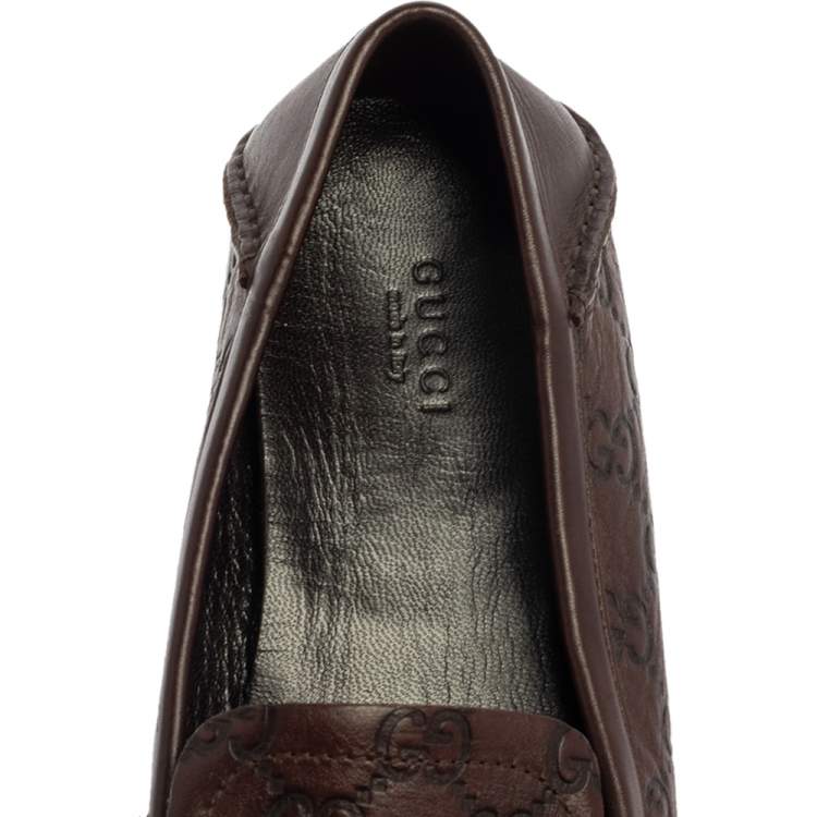 Pre Owned Gucci Brown Guccissima Leather Bamboo Horsebit Loafer Size 38
